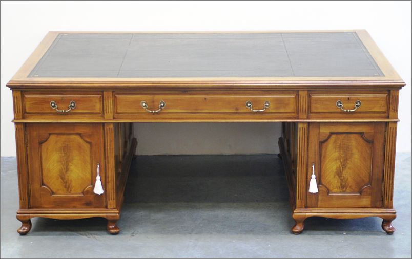1019 Antique Large Mahogany Partners Desk - Rear (1)
